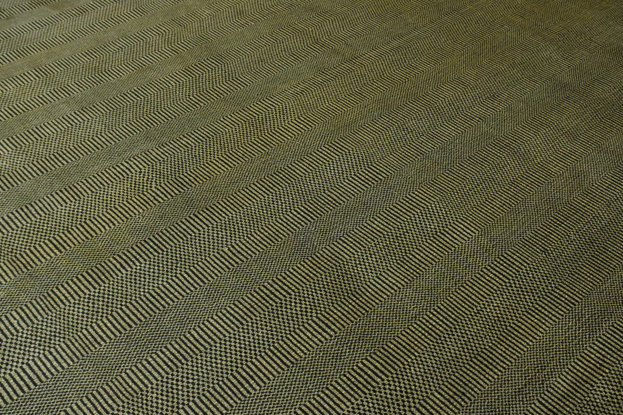 Modern Grass Design hand-knotted wool rug in Brown & Gold, full view