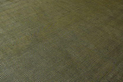 Modern Grass Design hand-knotted wool rug in Brown & Gold, full view