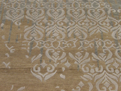 Modern rug edge and pile detail, gold and gray