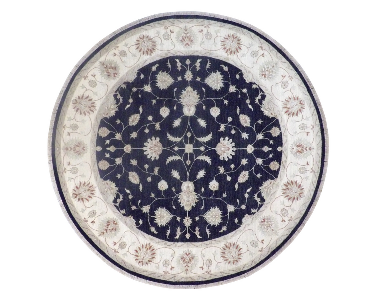Ziegler Oushak / Peshawar hand-knotted wool rug in Black, 8'0" x 8'0", SKU w509