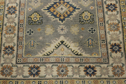 Tribal Super Kazak rug border detail