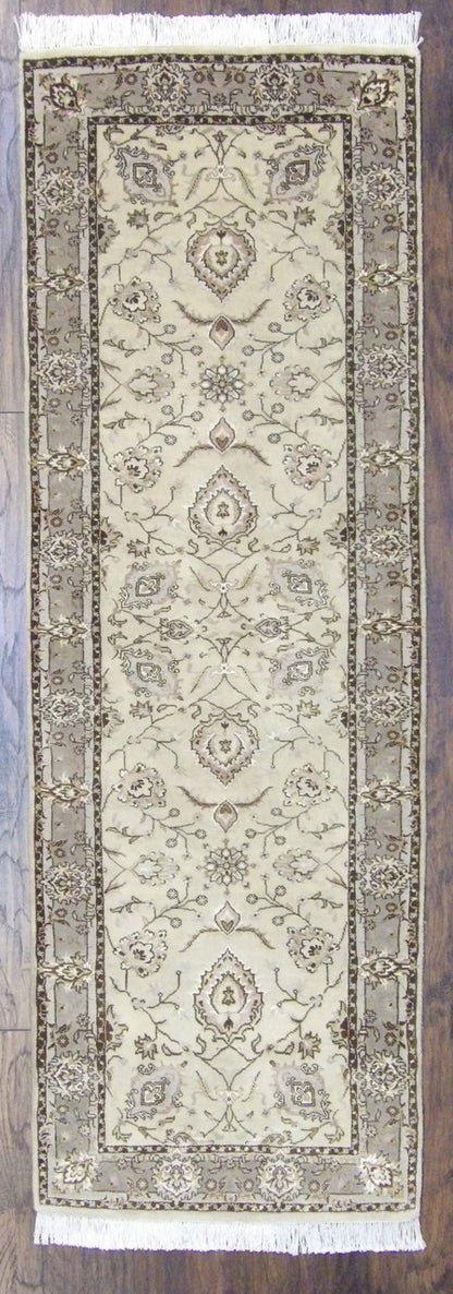 Fine Persian Tabriz hand-knotted wool rug in Brown & Green, full view