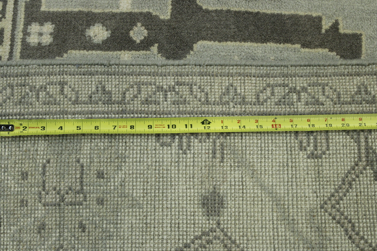 Close-up of wool pile, Gray & Beige rug