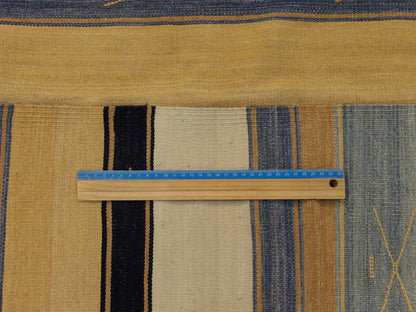 Full room view of Anatolian stripe kilim hand-knotted rug