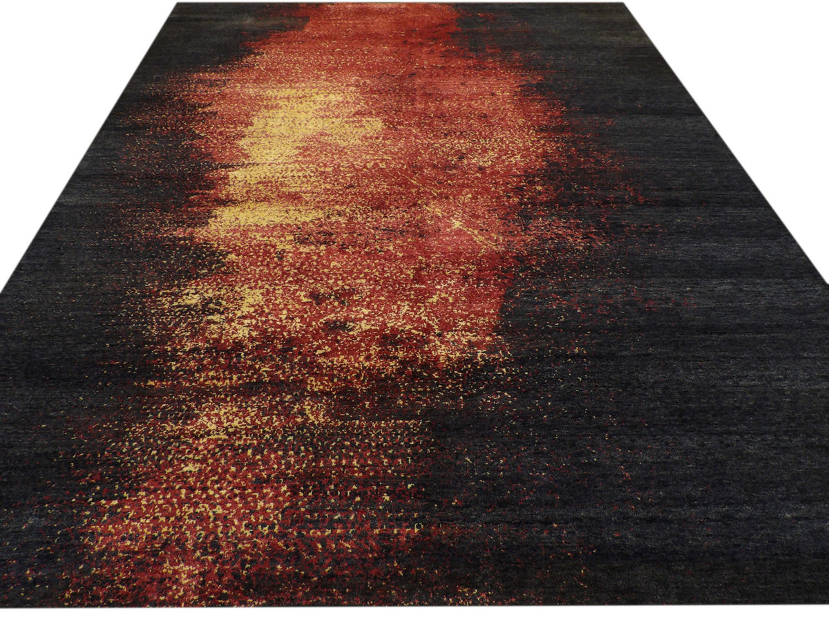Modern Abstract Night Fire Design rug corner detail
