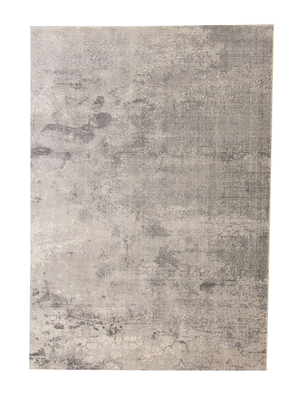 Modern Abstract Design hand-knotted silk rug in Gray, full view