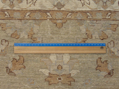 Green & Beige Oushak Chobi Natural Dye rug in room setting