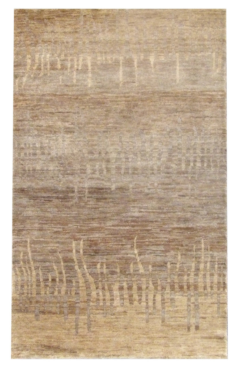 Natural Jute Modern Design Indoor Outdoor hand-knotted wool rug in Brown, full view