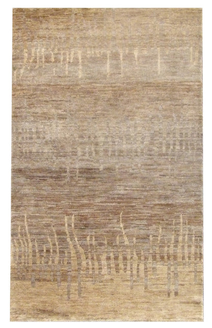 Natural Jute Modern Design Indoor Outdoor hand-knotted wool rug in Brown, full view