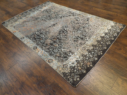 Full view of transitional hand-knotted rug