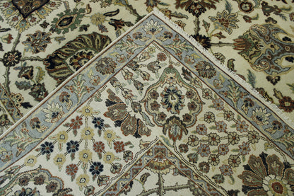 Traditional Fine Sherapi hand-knotted wool rug in Beige, full view