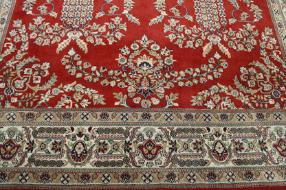 Close-up of wool pile, Brown & Red rug
