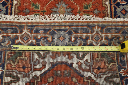 Tribal Indo Heriz rug corner detail
