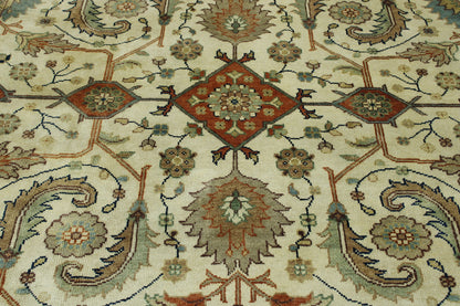 Beige & Rust Tribal Hali Heriz rug in room setting
