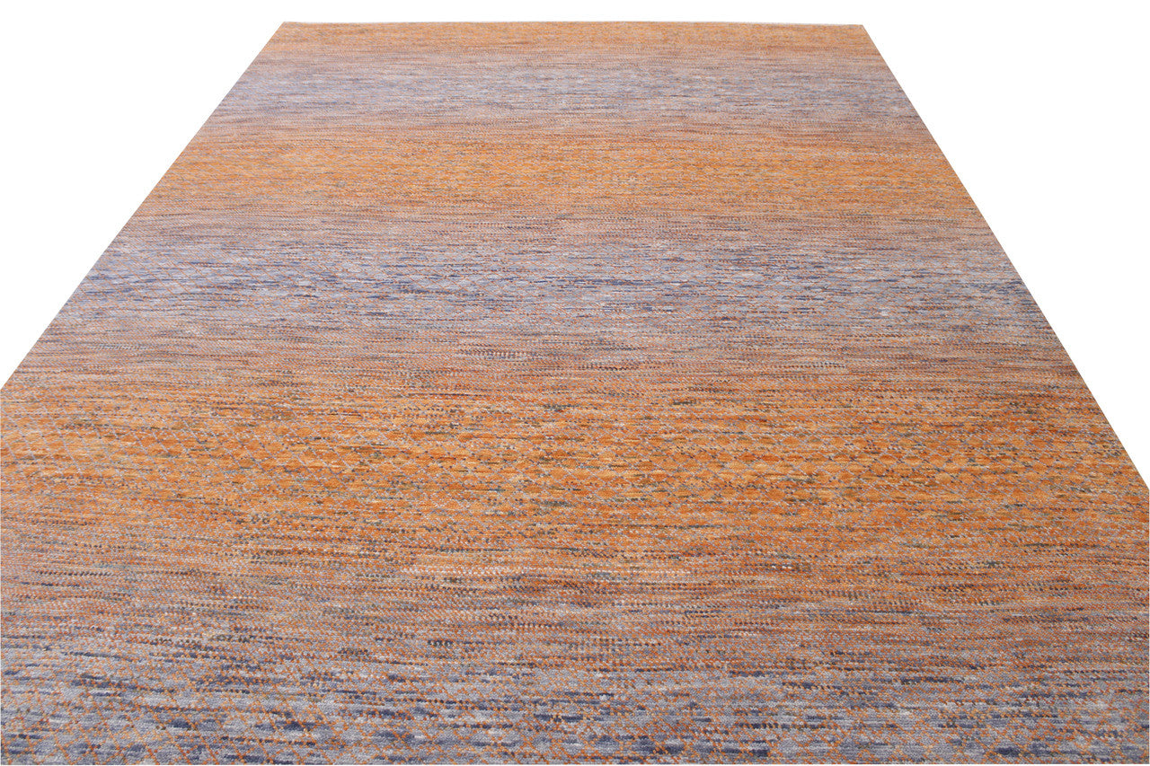 Close-up of wool pile, Gray & Rust rug