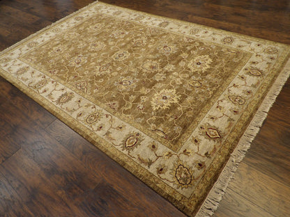 Chobie Oushak / Peshawar hand-knotted wool rug in Brown, 5'11" x 8'11", SKU W895