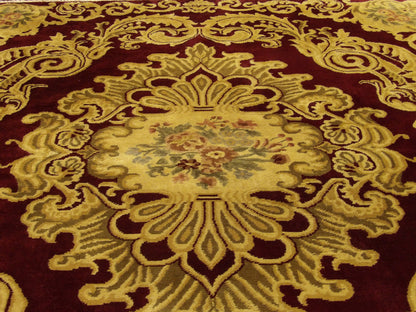 Back of European Abusson Design High Pile hand-knotted rug