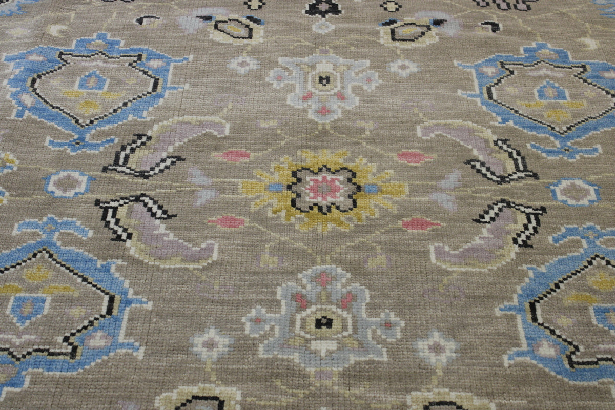 Oushak Colorful Ziegler rug border detail
