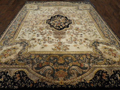 Abusson Traditional hand-knotted wool rug in Black, 8'10" x 11'10", SKU con1