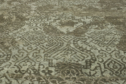 Close-up of wool-silk pile, Brown & Gray rug