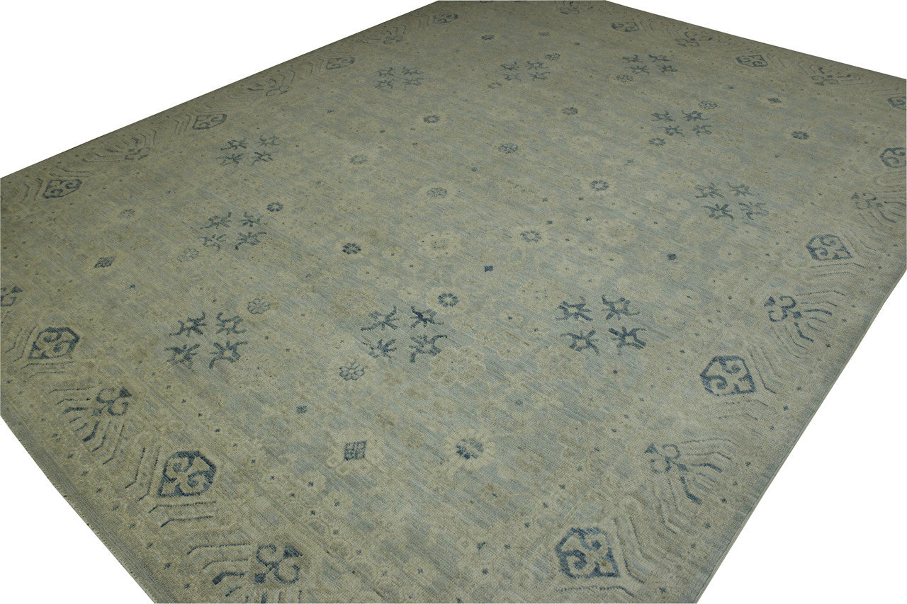 Close-up of wool pile, Blue & Gray rug