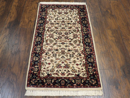 Close-up of fine knot density, small Kashan rug