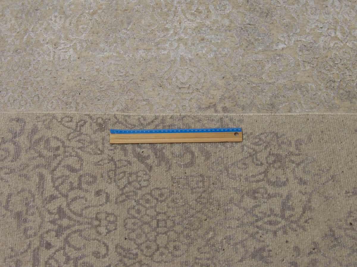 Gray abstract rug in room setting