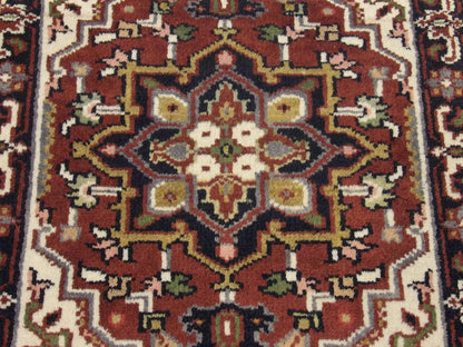Back of Tribal Heriz hand-knotted rug