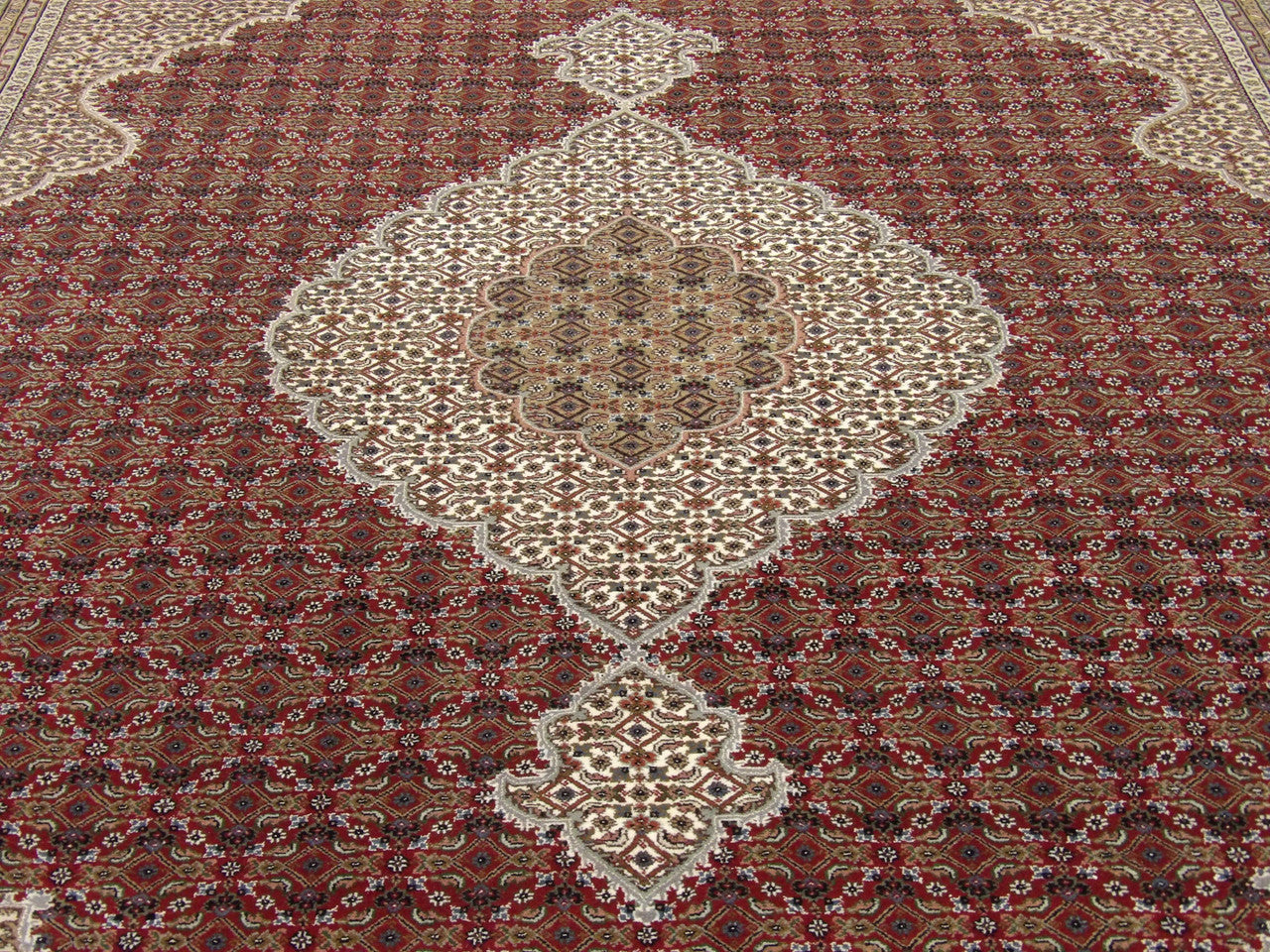 Back of Fine Persian Mahi Tabriz hand-knotted rug