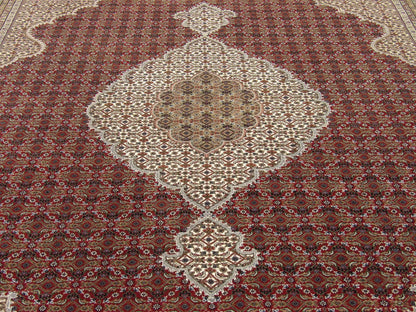 Back of Fine Persian Mahi Tabriz hand-knotted rug