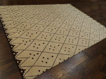 Beige and brown Moroccan Tulu rug in a living room setting