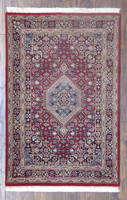 Fine Persian Bidjar hand-knotted wool rug in Blue & Red, full view