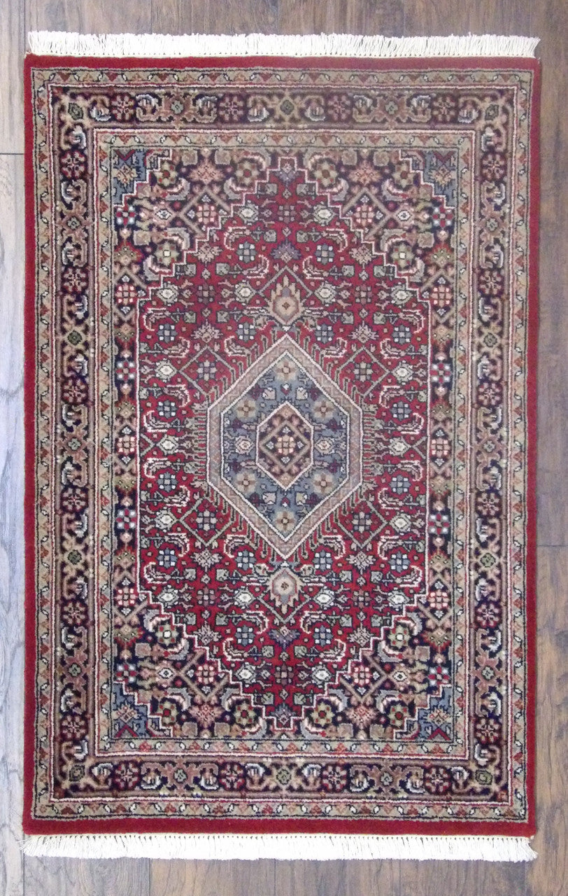 Fine Persian Bidjar hand-knotted wool rug in Blue & Red, full view