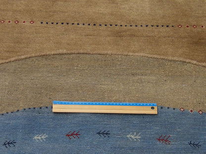 Blue & Brown Modern Persian Gabbeh rug in room setting