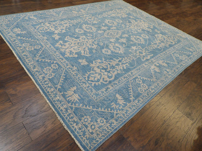 Chobie pattern detail, blue and gray natural dye rug