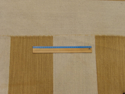Gold & Beige Coastal Flat Weave Indoor/Outdoor Beach rug in room setting