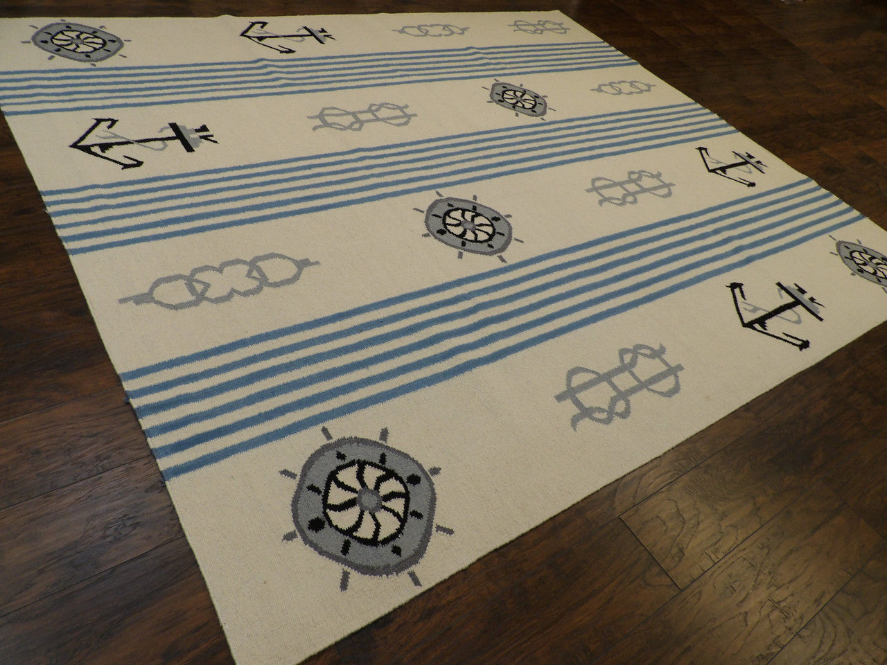 Full view of Coastal Flat Weave Indoor/Outdoor Beach rug