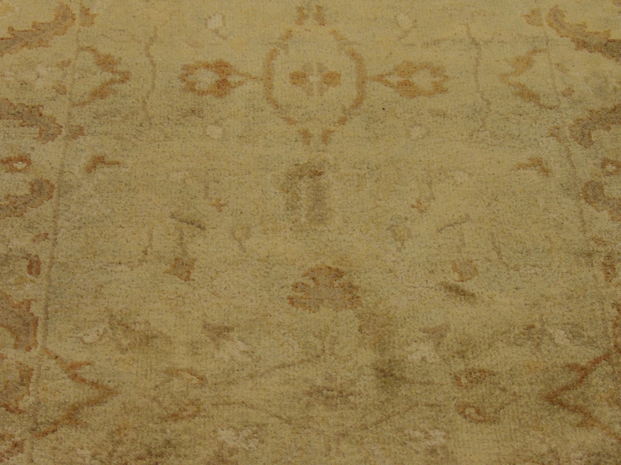Back of Oushak hand-knotted runner