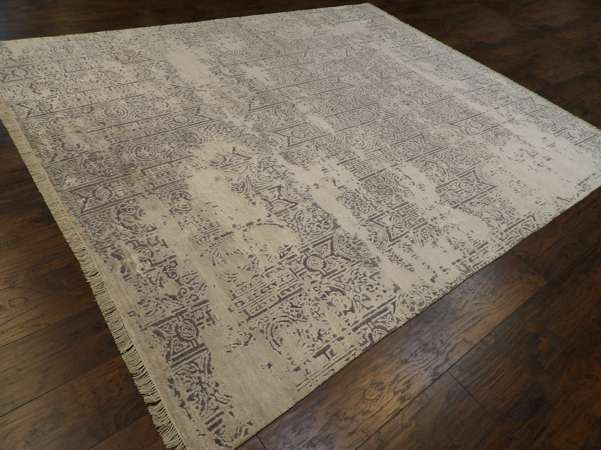 Full view of Ikat Oxidized Carved Silky rug