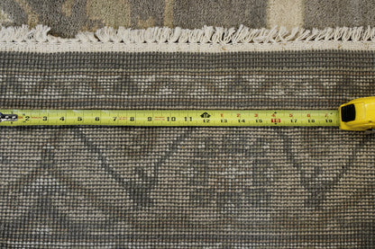 Green & Beige Oushak Indo Ziegler rug in room setting
