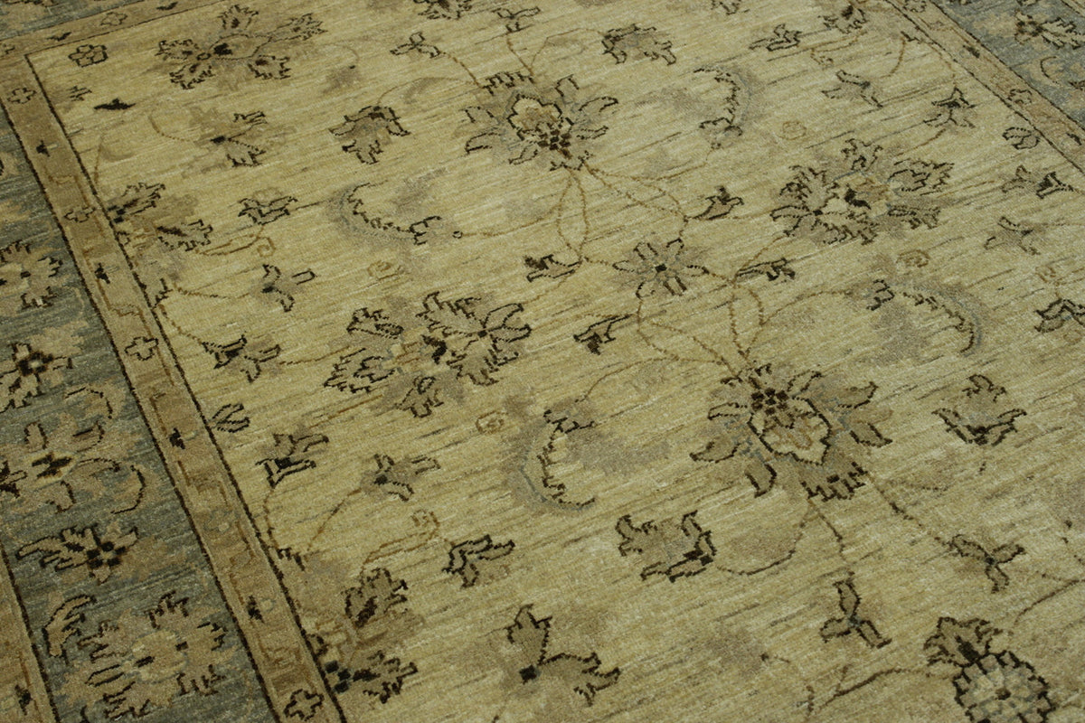 Gold & Gray Oushak Chobi Ziegler rug in room setting