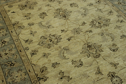 Gold & Gray Oushak Chobi Ziegler rug in room setting