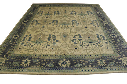 Close-up of wool pile, Blue & Beige rug