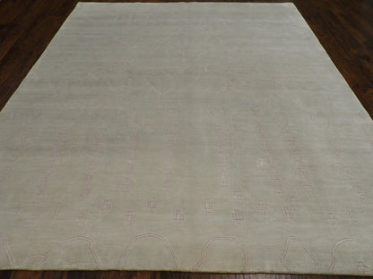 Tulu pattern detail, blue and gray wool-silk rug