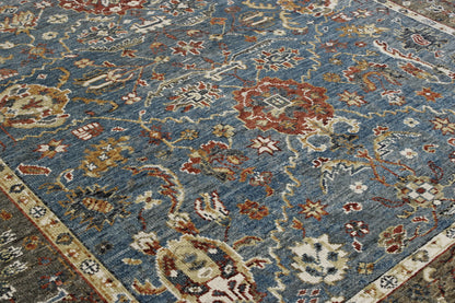 Blue & Brown Traditional Colorful Ziegler rug in room setting