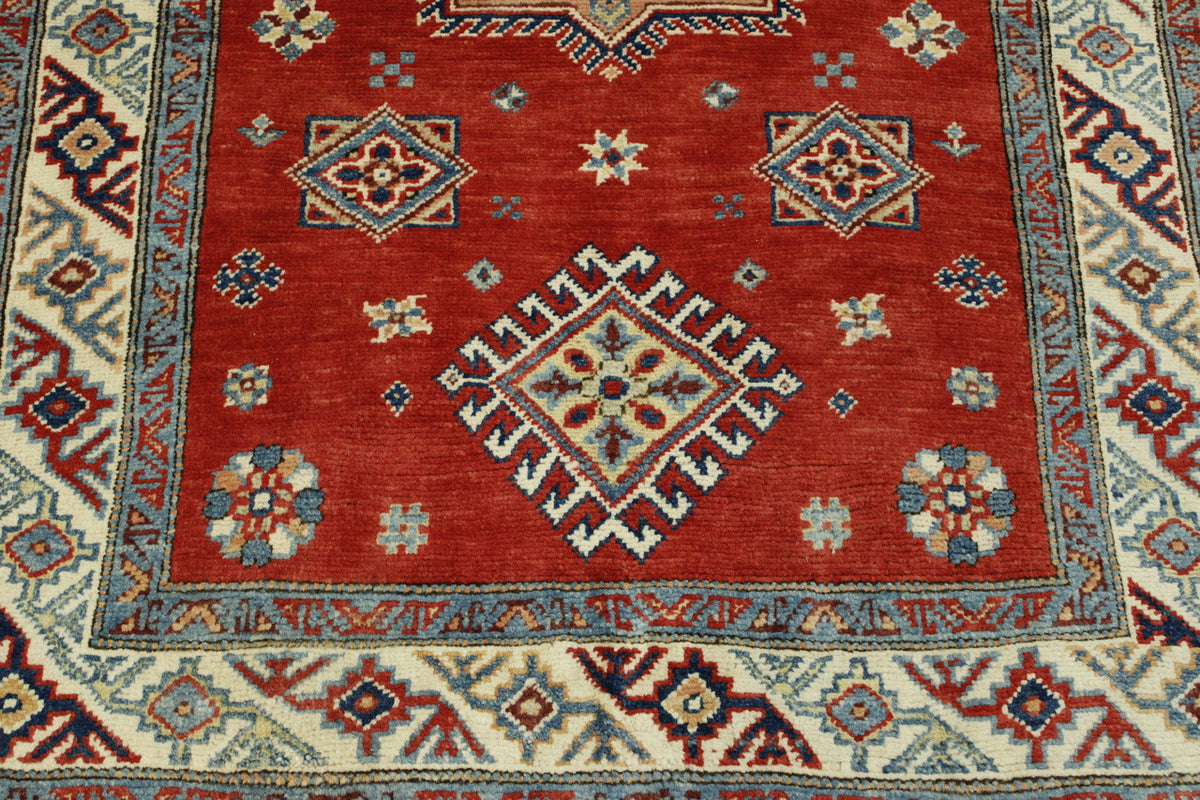 Back of Tribal Super Kazak hand-knotted rug
