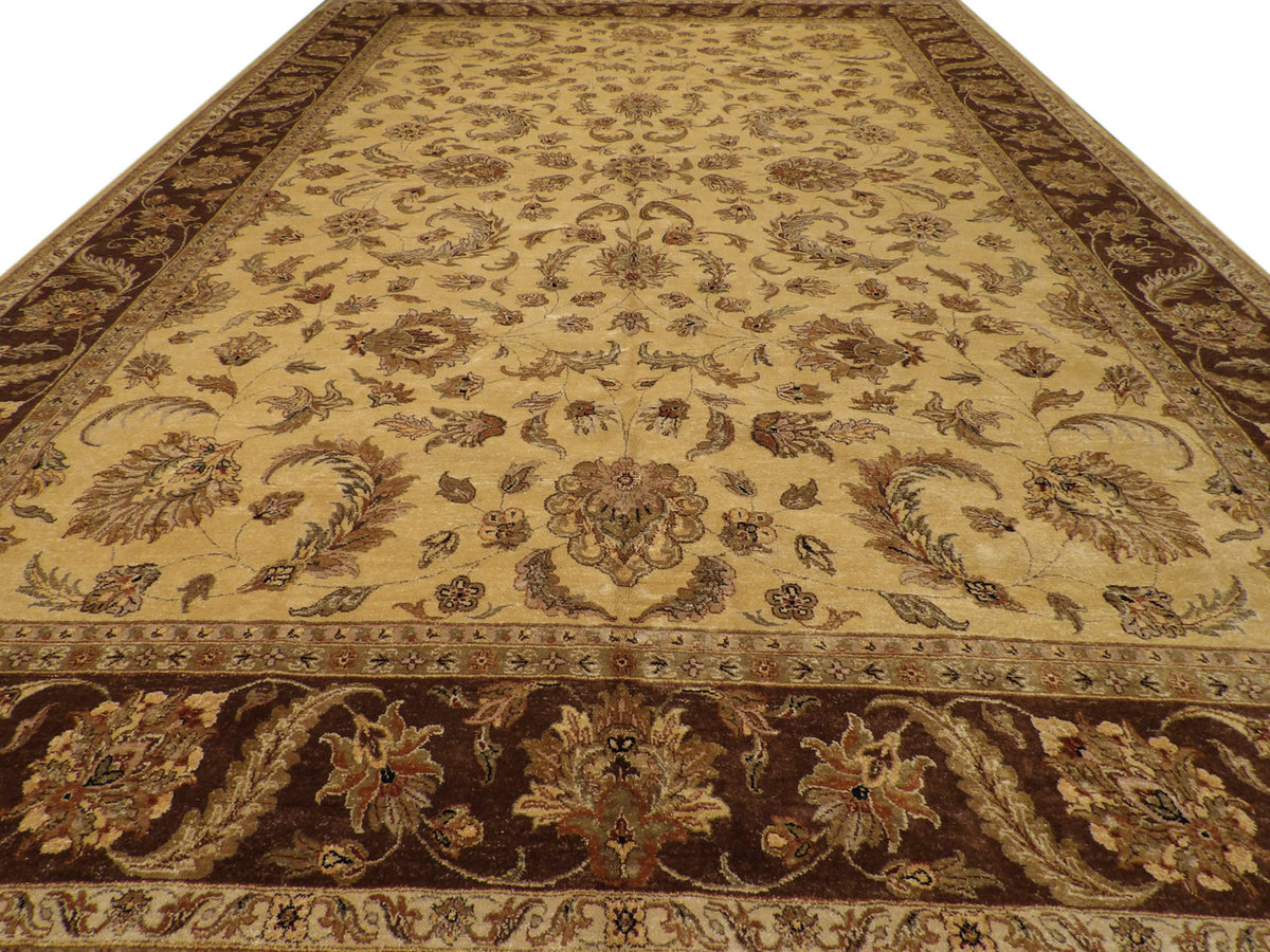 Back of hand-knotted Ziegler rug showing construction