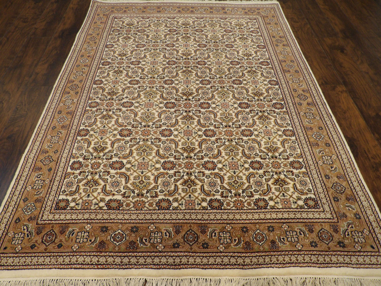 Close-up of wool pile, Brown & Beige rug