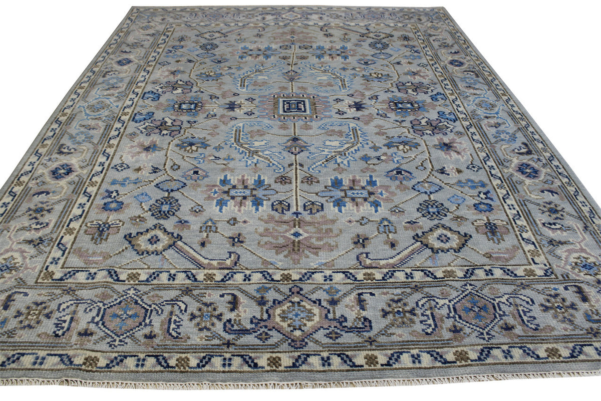 Oushak Colorful Ziegler rug corner detail