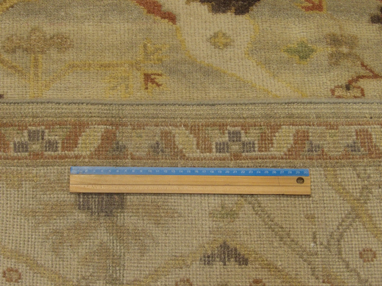 Green & Beige Turk Oushak Wash rug in room setting